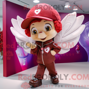 Maroon Cupid mascot costume...