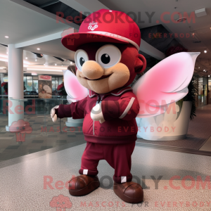 Maroon Cupid mascot costume...