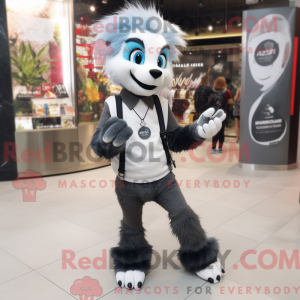 Sølv Skunk-maskotdraktfigur...