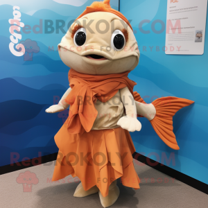 Tan Goldfish maskot kostume...