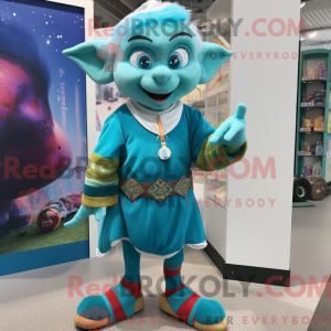 Turquoise Elf mascot...
