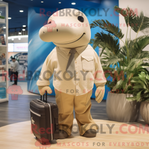 Tan Whale maskot kostume...
