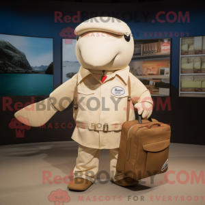 Tan Whale maskot kostume...