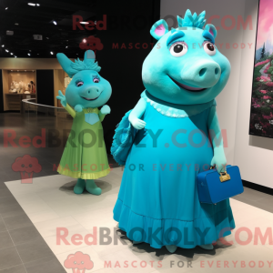 Cyan Pig-maskotdraktfigur...