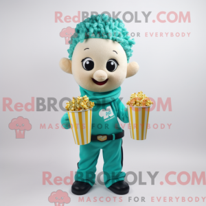 Teal Pop Corn Maskottchen...