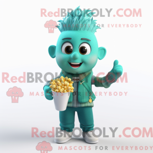 Teal Pop Corn Maskottchen...