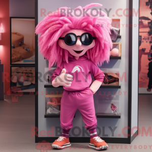 Roze heks mascottekostuum...