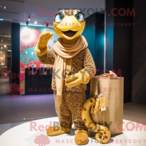 Guld Python maskot kostume...