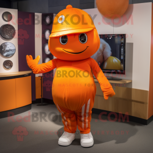 Orange Orange mascot costume character dressed with a Romper and Caps