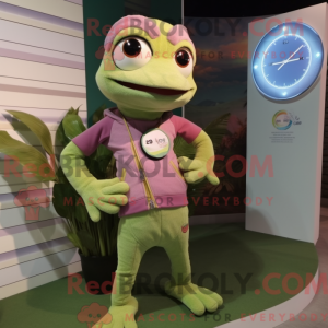 Olive Geckos maskot kostume...