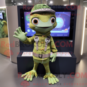 Olive Geckos maskot kostume...