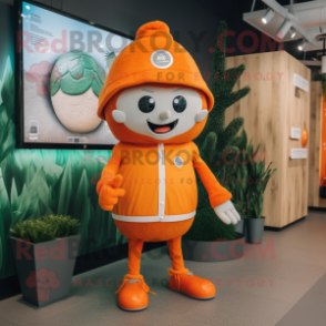 Orange Orange mascot costume character dressed with a Romper and Caps