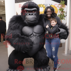 Svart Gorilla maskot drakt...