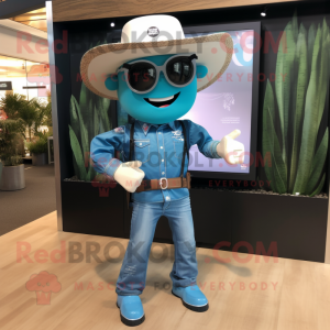 Postava maskota Teal Cowboy...