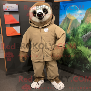 Tan Sloth mascottekostuum...