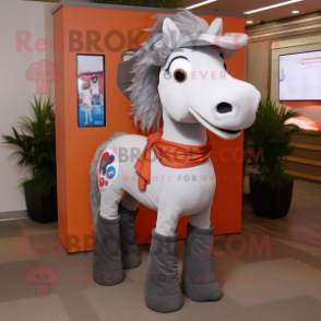 Gray Horseshoe mascot costume character dressed with a Bootcut Jeans and Scarves