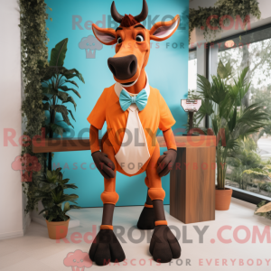 Orange Okapi maskot kostume...
