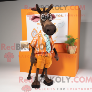 Orange Okapi maskot kostume...