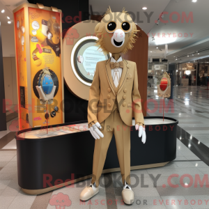 Tan Stilt Walker mascot...