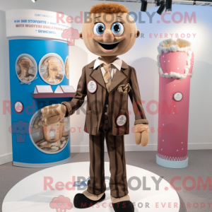 Tan Stilt Walker mascot...