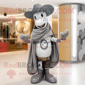 Gray Horseshoe mascot costume character dressed with a Bootcut Jeans and Scarves