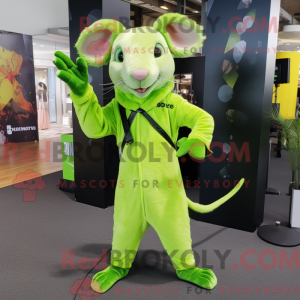 Lime Green Rat mascot...