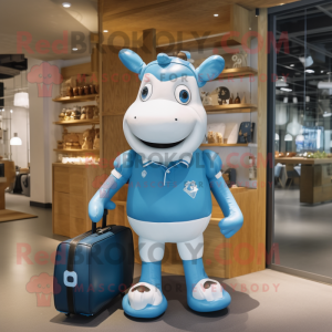 Sky Blue Jersey Cow maskot...