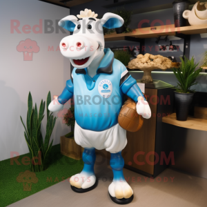 Sky Blue Jersey Cow maskot...