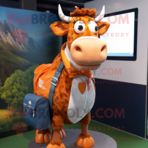 Orange Guernsey Cow maskot...