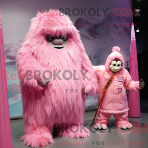 Pink Yeti maskot kostume...