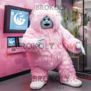 Rosa Yeti-maskotdraktfigur...