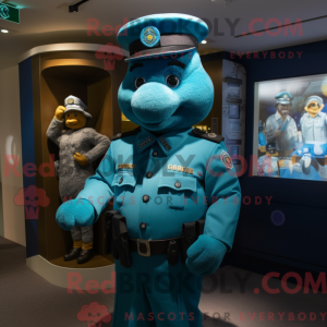Teal Police Officer mascot...