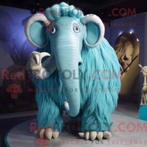 Cyan Mammoth maskot kostume...