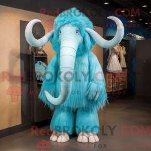 Cyan Mammoth maskot kostume...