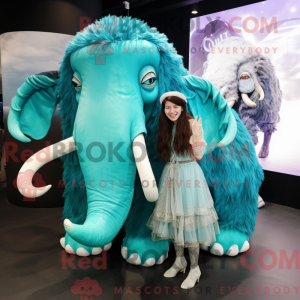 Cyan Mammoth maskot kostume...