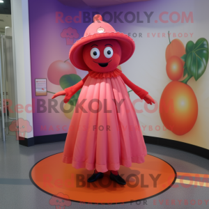 Rosa tomatemaskotdraktfigur...