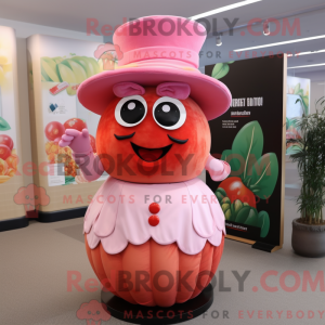 Rosa tomatemaskotdraktfigur...