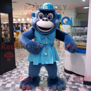Blå Gorilla maskot kostume...