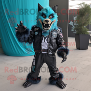 Turkoois weerwolf mascotte...