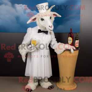 Hvid Boerged maskot kostume...