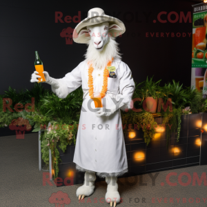 Hvid Boerged maskot kostume...