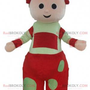 Kæmpe rød og grøn babydukke maskot - Redbrokoly.com