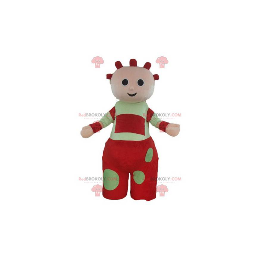Gigantisk rød og grønn babydukke maskot - Redbrokoly.com