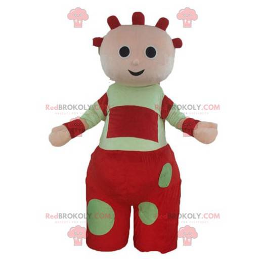Kæmpe rød og grøn babydukke maskot - Redbrokoly.com
