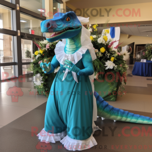 Turkis Allosaurus maskot...