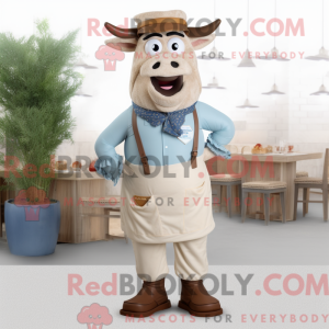 Beige Steak maskot kostume...