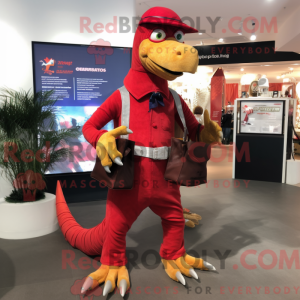 Rød Spinosaurus maskot...