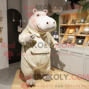 Beige Hippopotamus maskot...