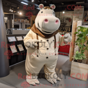 Beige Hippopotamus mascot...