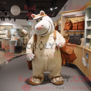 Beige Hippopotamus maskot...